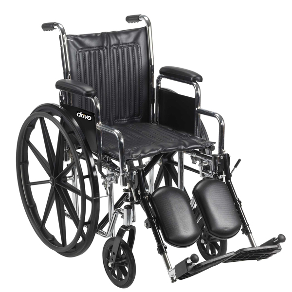 Chrome Sport Wheelchair - Detachable Full Arm and Elevating Leg Rests 18 Inch - Click Image to Close